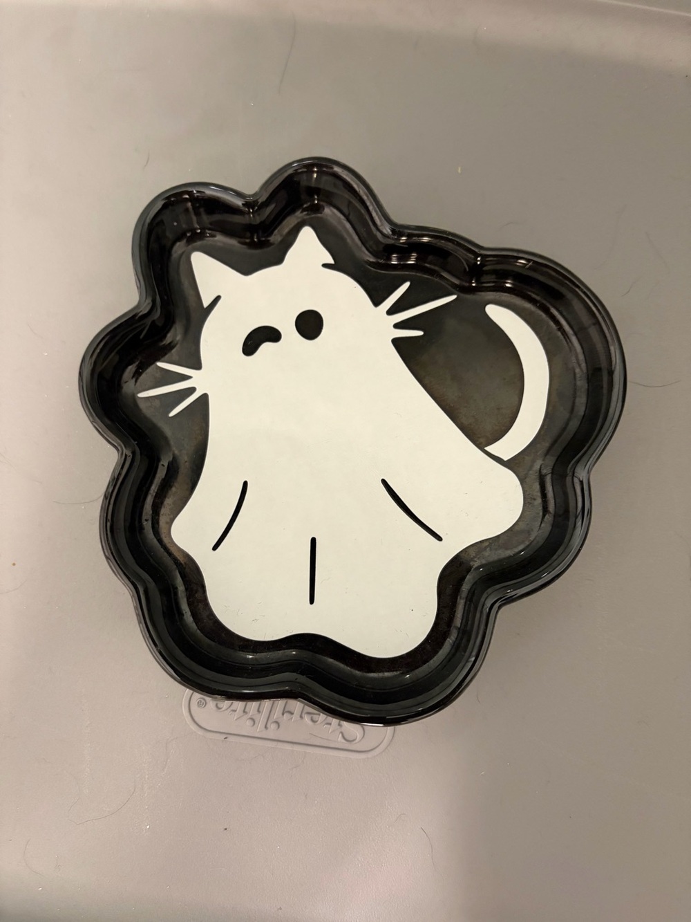 Black and White Cat Ghost trinket dish